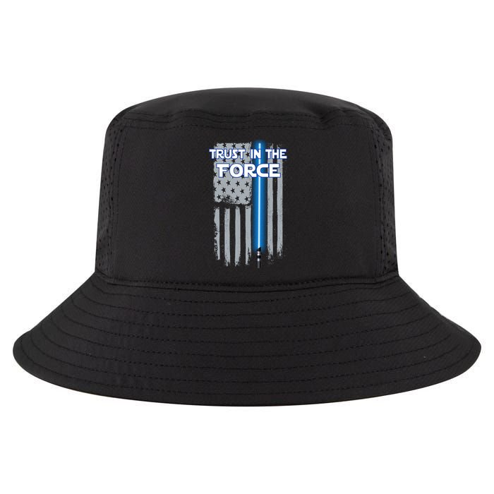 Trust In The Force American Blue Lightsaber Police Flag Cool Comfort Performance Bucket Hat