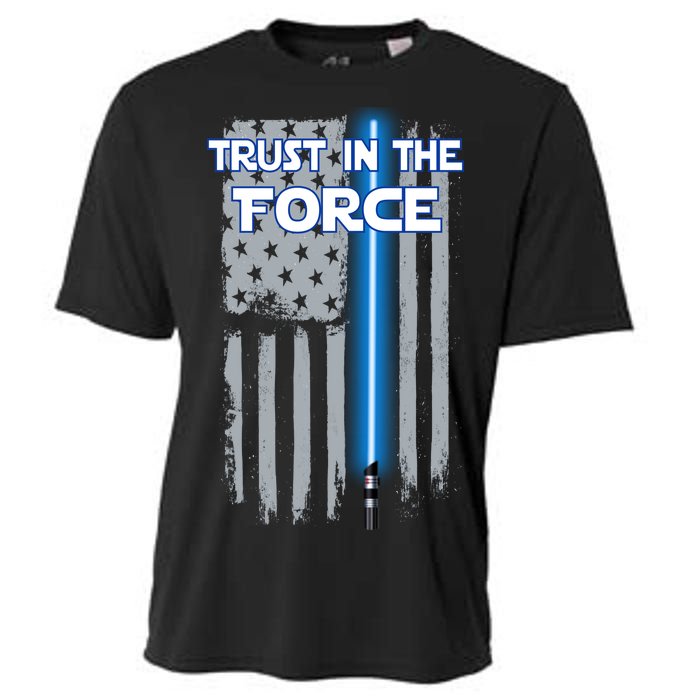 Trust In The Force American Blue Lightsaber Police Flag Cooling Performance Crew T-Shirt