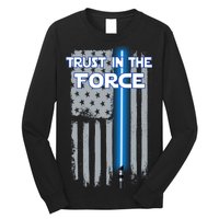 Trust In The Force American Blue Lightsaber Police Flag Long Sleeve Shirt