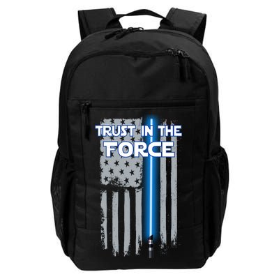 Trust In The Force American Blue Lightsaber Police Flag Daily Commute Backpack