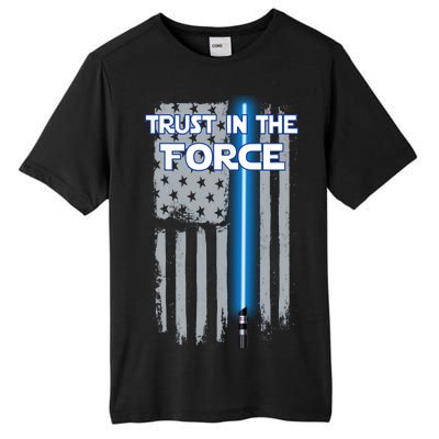 Trust In The Force American Blue Lightsaber Police Flag Tall Fusion ChromaSoft Performance T-Shirt