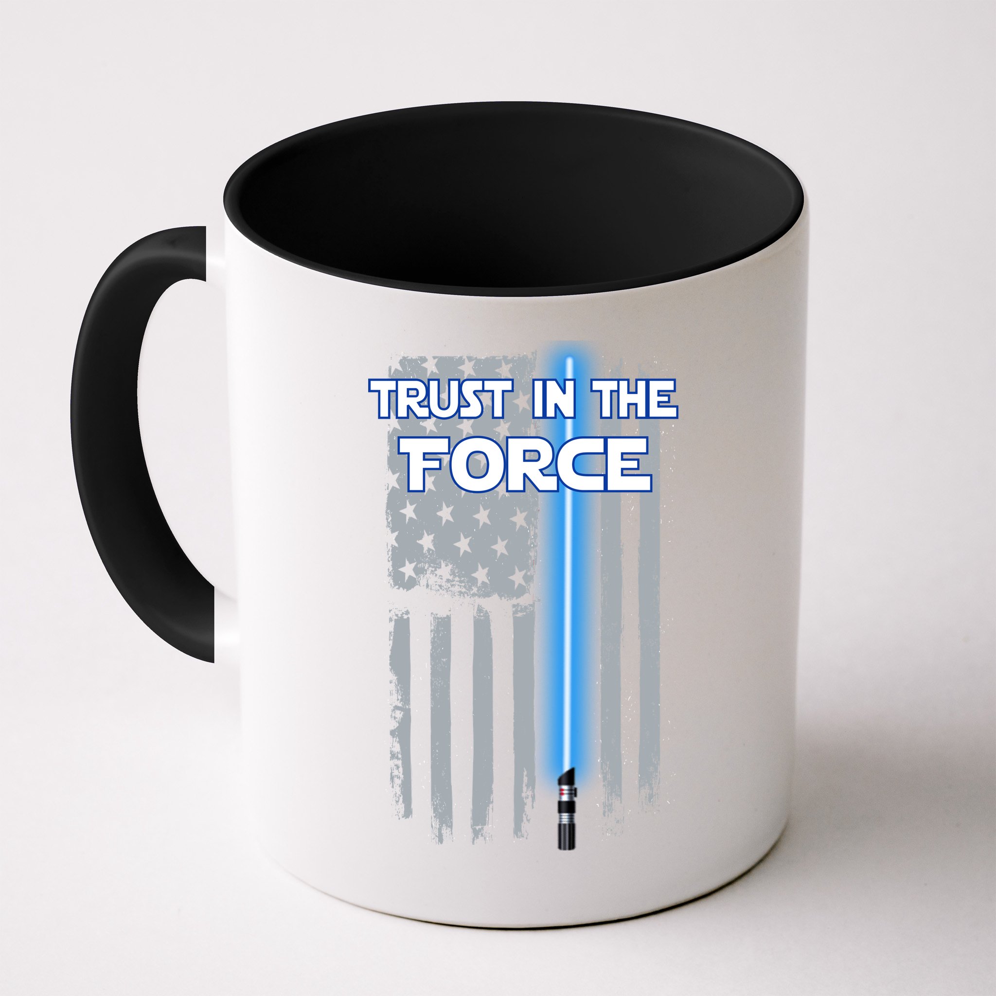 Trust In The Force American Blue Lightsaber Police Flag Mug
