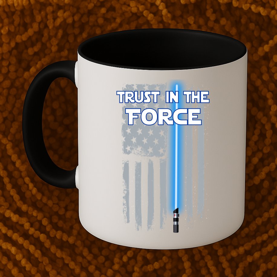 Trust In The Force American Blue Lightsaber Police Flag Mug
