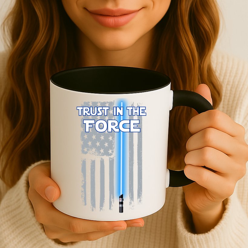 Trust In The Force American Blue Lightsaber Police Flag Mug