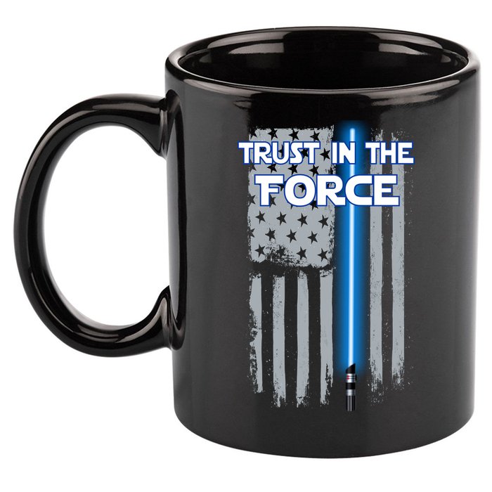 Trust In The Force American Blue Lightsaber Police Flag 11oz C Handle Ceramic Mug