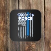 Trust In The Force American Blue Lightsaber Police Flag Coaster