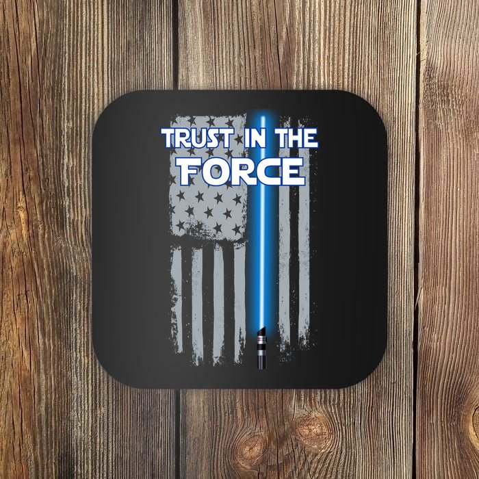 Trust In The Force American Blue Lightsaber Police Flag Coaster