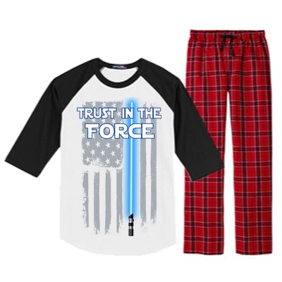 Trust In The Force American Blue Lightsaber Police Flag Raglan Sleeve Pajama Set