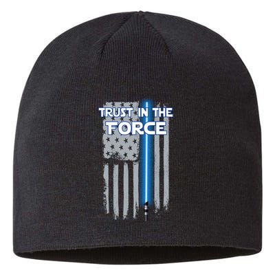 Trust In The Force American Blue Lightsaber Police Flag Sustainable Beanie