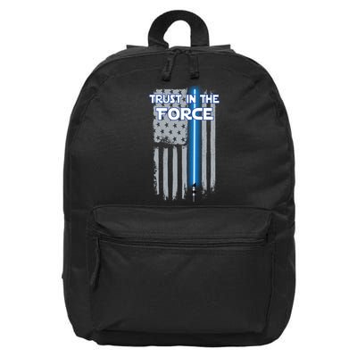 Trust In The Force American Blue Lightsaber Police Flag 16 in Basic Backpack