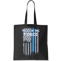 Trust In The Force American Blue Lightsaber Police Flag Tote Bag