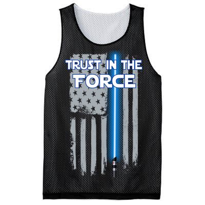 Trust In The Force American Blue Lightsaber Police Flag Mesh Reversible Basketball Jersey Tank