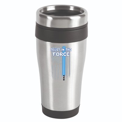 Trust In The Force American Blue Lightsaber Police Flag 16oz Travel Tumbler