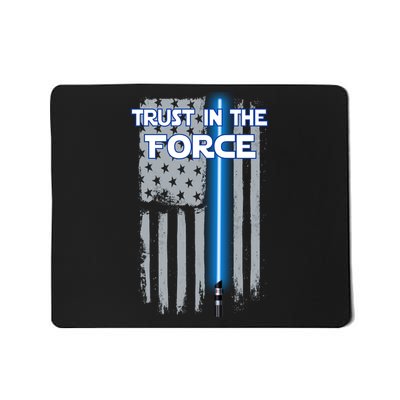 Trust In The Force American Blue Lightsaber Police Flag Mousepad