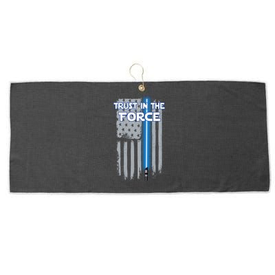 Trust In The Force American Blue Lightsaber Police Flag Large Microfiber Waffle Golf Towel