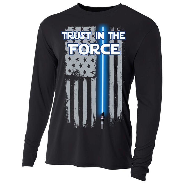 Trust In The Force American Blue Lightsaber Police Flag Cooling Performance Long Sleeve Crew