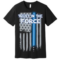 Trust In The Force American Blue Lightsaber Police Flag Premium T-Shirt