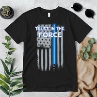 Trust In The Force American Blue Lightsaber Police Flag Premium T-Shirt