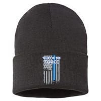 Trust In The Force American Blue Lightsaber Police Flag Sustainable Knit Beanie