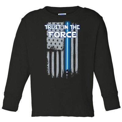 Trust In The Force American Blue Lightsaber Police Flag Toddler Long Sleeve Shirt