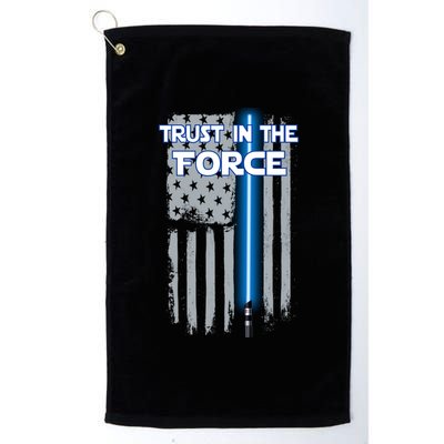 Trust In The Force American Blue Lightsaber Police Flag Platinum Collection Golf Towel