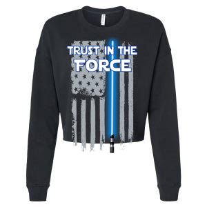 Trust In The Force American Blue Lightsaber Police Flag Cropped Pullover Crew