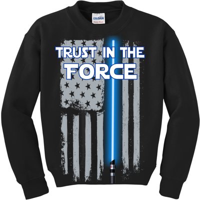 Trust In The Force American Blue Lightsaber Police Flag Kids Sweatshirt