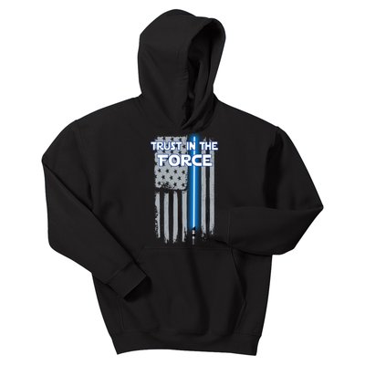 Trust In The Force American Blue Lightsaber Police Flag Kids Hoodie