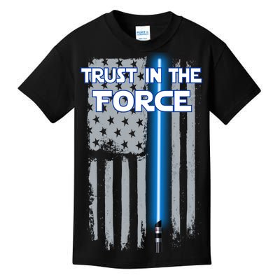 Trust In The Force American Blue Lightsaber Police Flag Kids T-Shirt