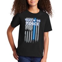 Trust In The Force American Blue Lightsaber Police Flag Kids T-Shirt