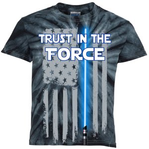 Trust In The Force American Blue Lightsaber Police Flag Kids Tie-Dye T-Shirt