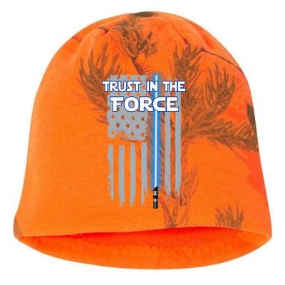 Trust In The Force American Blue Lightsaber Police Flag Kati - Camo Knit Beanie