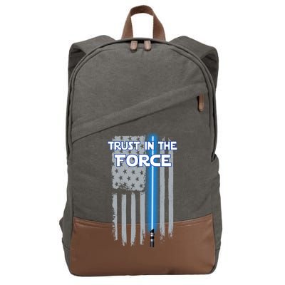 Trust In The Force American Blue Lightsaber Police Flag Cotton Canvas Backpack