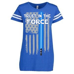 Trust In The Force American Blue Lightsaber Police Flag Enza Ladies Jersey Football T-Shirt