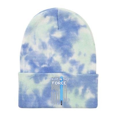 Trust In The Force American Blue Lightsaber Police Flag Tie Dye 12in Knit Beanie