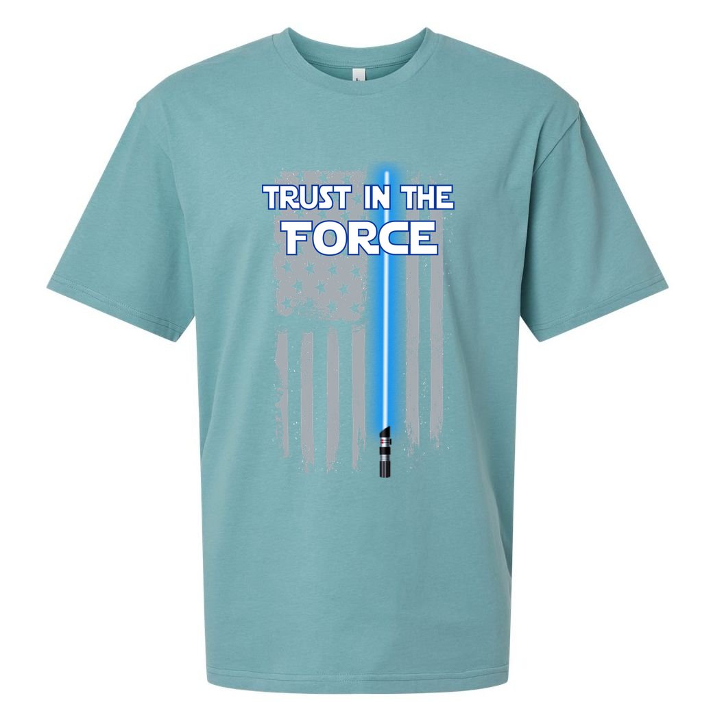 Trust In The Force American Blue Lightsaber Police Flag Sueded Cloud Jersey T-Shirt
