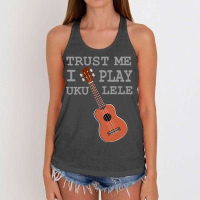 Trust Me I Play Ukulele Funny Music Women's Knotted Racerback Tank