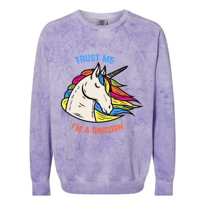 Trust Me I'm A Unicorn Colorblast Crewneck Sweatshirt