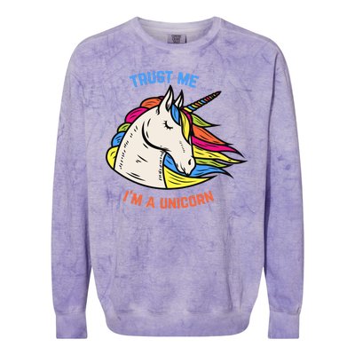 Trust Me I'm A Unicorn Colorblast Crewneck Sweatshirt