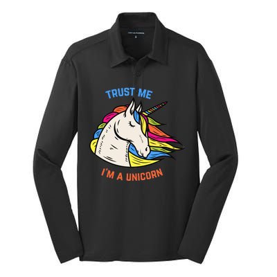 Trust Me I'm A Unicorn Silk Touch Performance Long Sleeve Polo