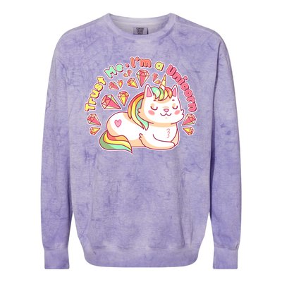 Trust Me I'm A Unicorn Cat Colorblast Crewneck Sweatshirt