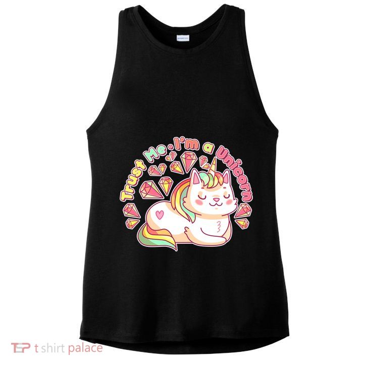 Trust Me I'm A Unicorn Cat Ladies PosiCharge Tri-Blend Wicking Tank