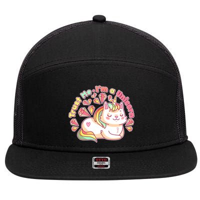 Trust Me I'm A Unicorn Cat 7 Panel Mesh Trucker Snapback Hat
