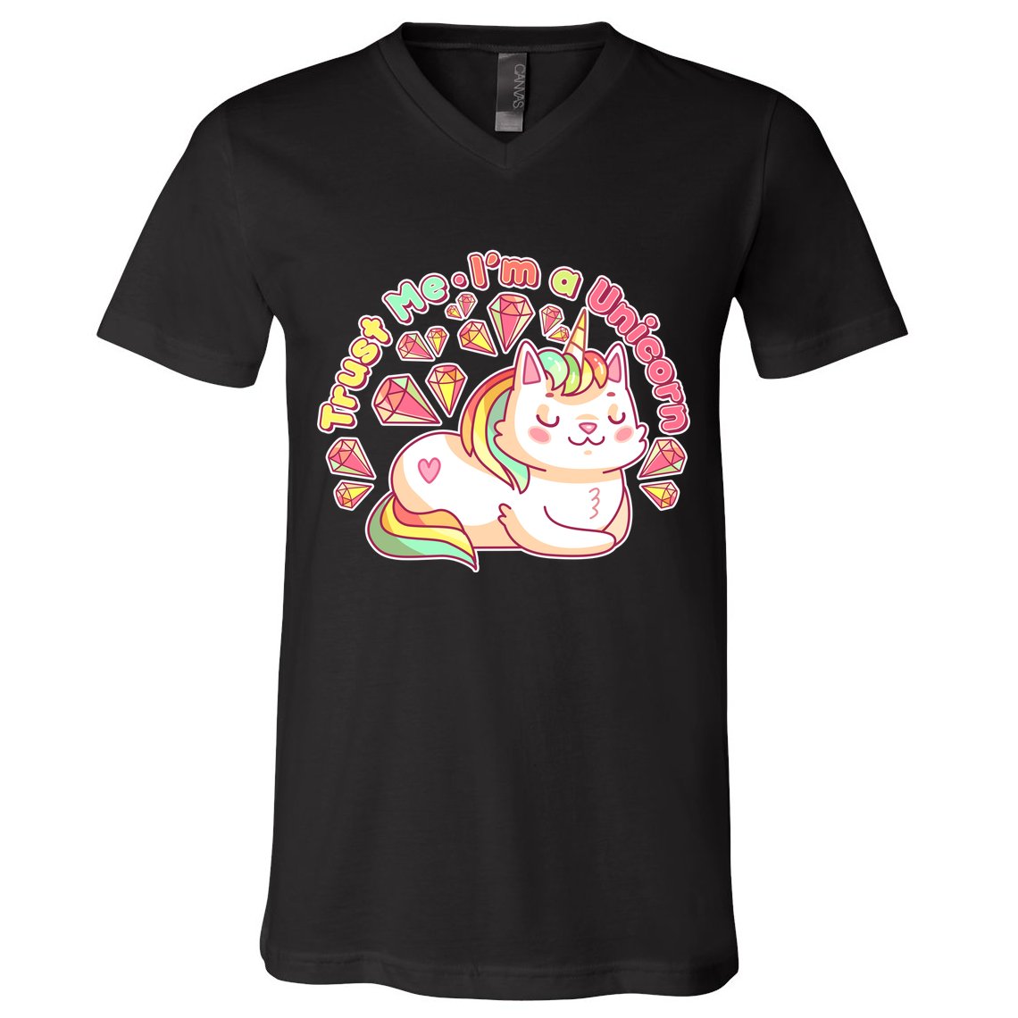 Trust Me I'm A Unicorn Cat V-Neck T-Shirt