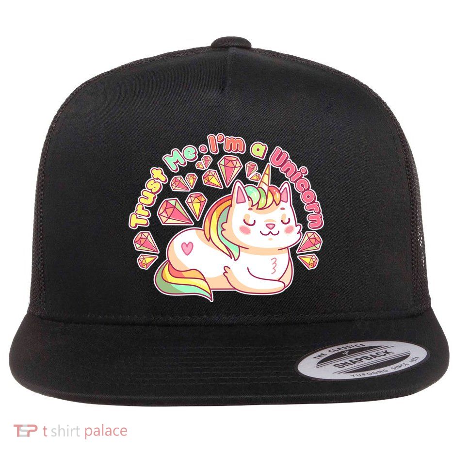 Trust Me I'm A Unicorn Cat Flatbill Hat