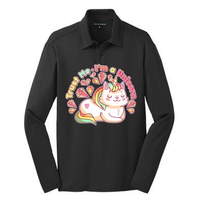 Trust Me I'm A Unicorn Cat Silk Touch Performance Long Sleeve Polo