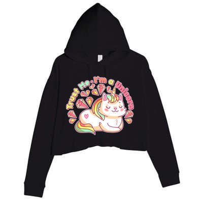 Trust Me I'm A Unicorn Cat Crop Fleece Hoodie