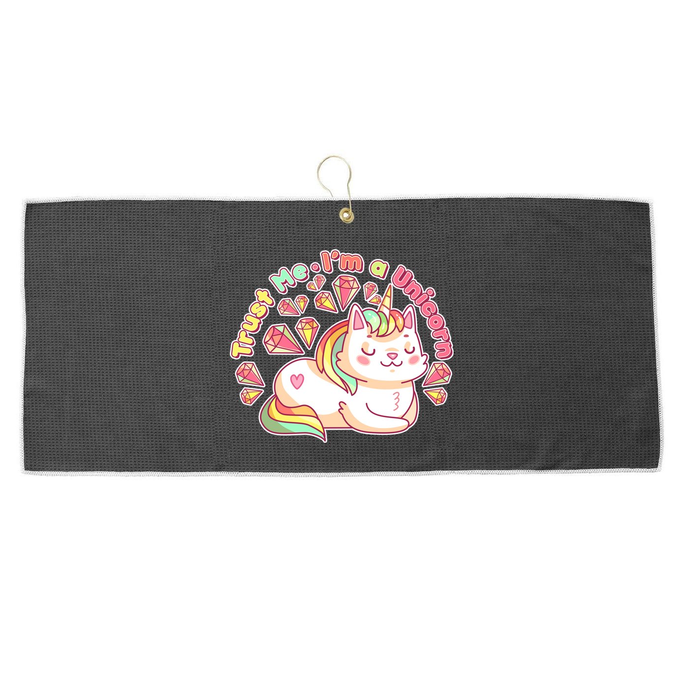 Trust Me I'm A Unicorn Cat Large Microfiber Waffle Golf Towel