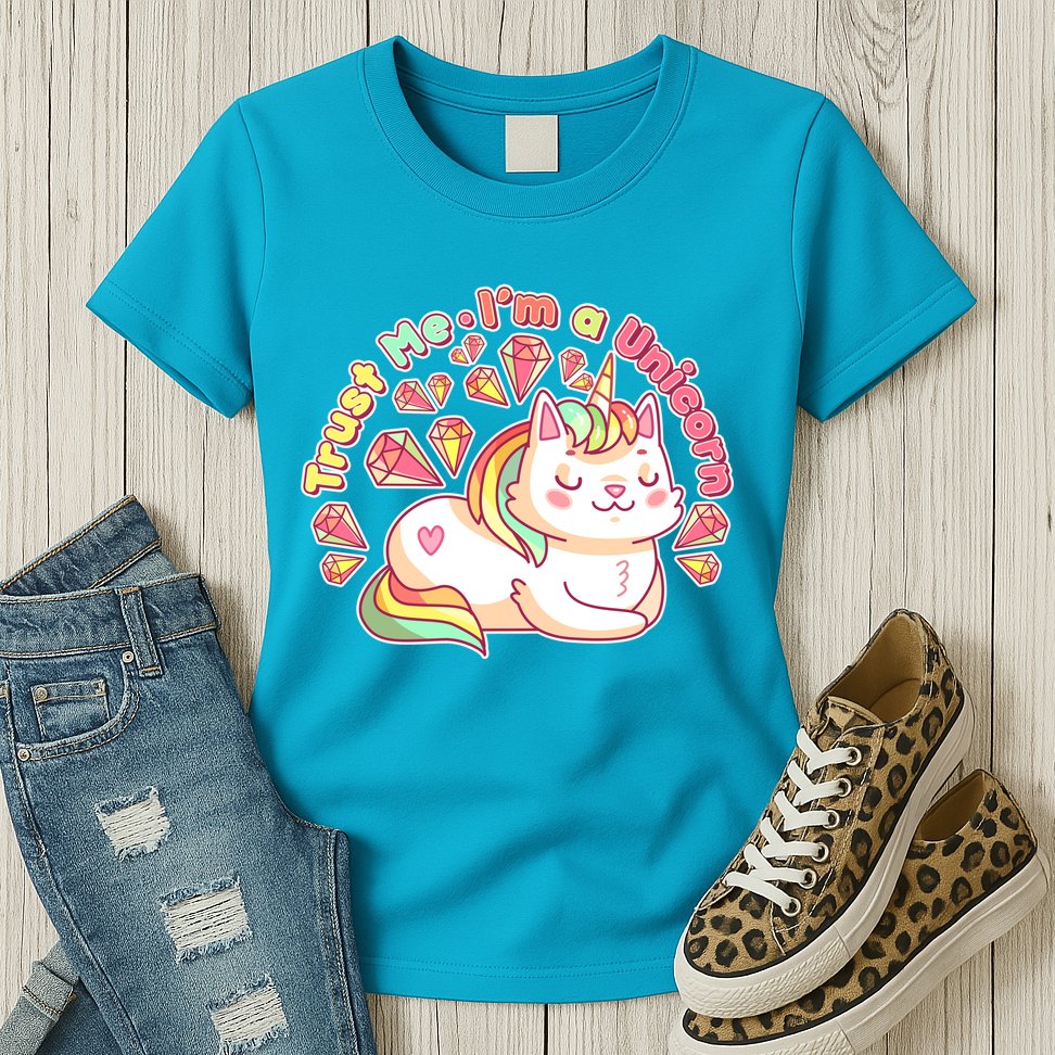 Trust Me I'm A Unicorn Cat Womens T-Shirt