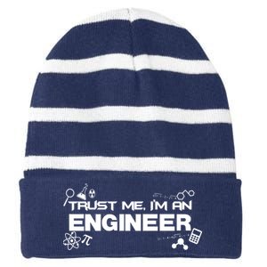 Trust Me I'm An Engineer Funny Job Title Striped Beanie with Solid Band